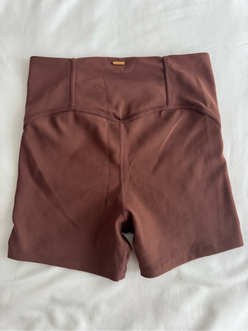 l*space Ribbed High-Waist Bike Shorts in Brown